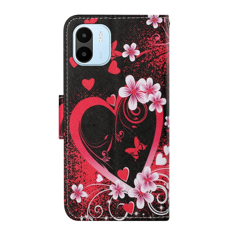 For Xiaomi Redmi A1 Colored Drawing Pattern Leather Phone Case(Red Heart)
