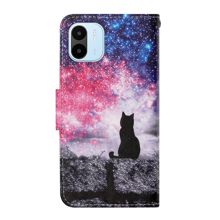For Xiaomi Redmi A1 Colored Drawing Pattern Leather Phone Case(Star Sky Cat)