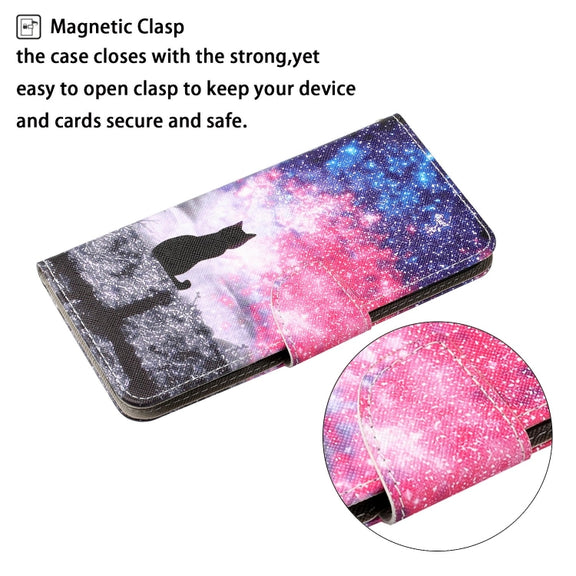 For Xiaomi Redmi A1 Colored Drawing Pattern Leather Phone Case(Star Sky Cat)