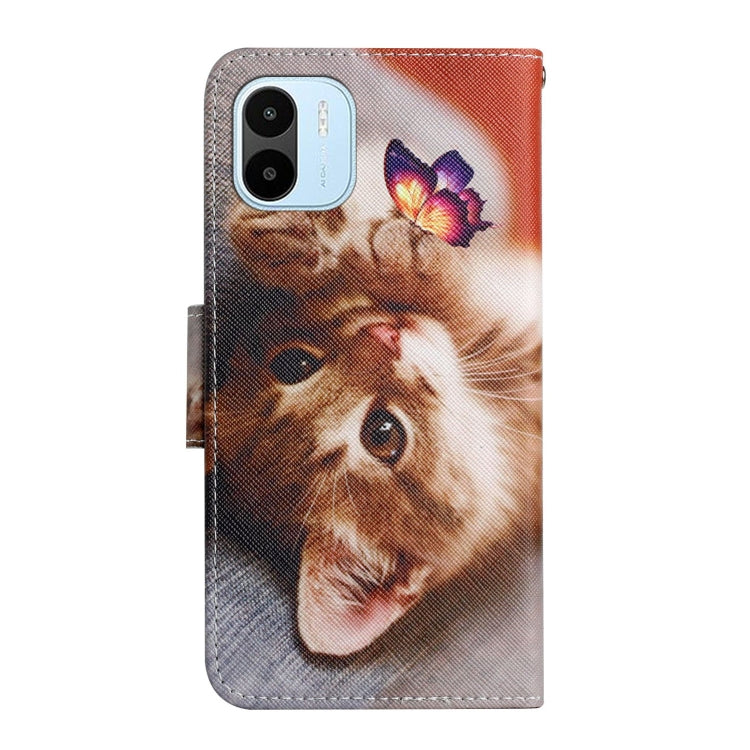 For Xiaomi Redmi A1 Colored Drawing Pattern Leather Phone Case(Butterfly Cat)
