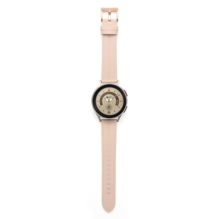 20mm Unusual Fluted Leather Watch Band(Light Pink)