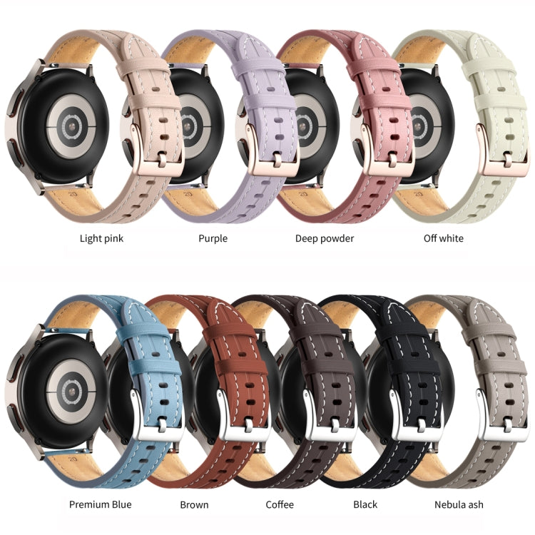 20mm Unusual Fluted Leather Watch Band(Light Pink)