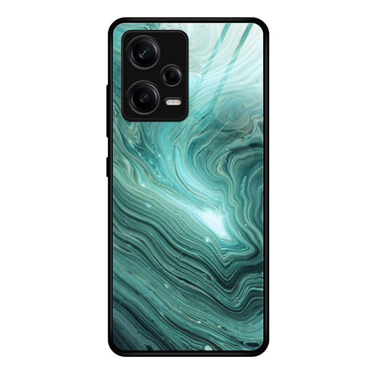 For Xiaomi Redmi Note 12 Pro 5G China Marble Pattern Glass Phone Case(Water Waves)