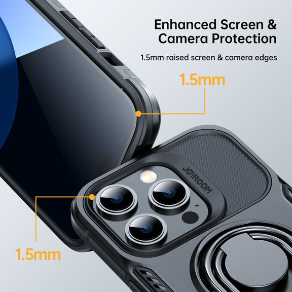 For iPhone 14 Pro JOYROOM PC + TPU Dual-layer Shockproof Phone Case with Rotating Holder(Black)