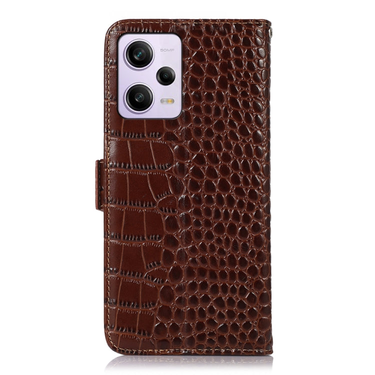 For Xiaomi Redmi Note 12 Pro 5G China Crocodile Top Layer Cowhide Leather Phone Case(Brown)
