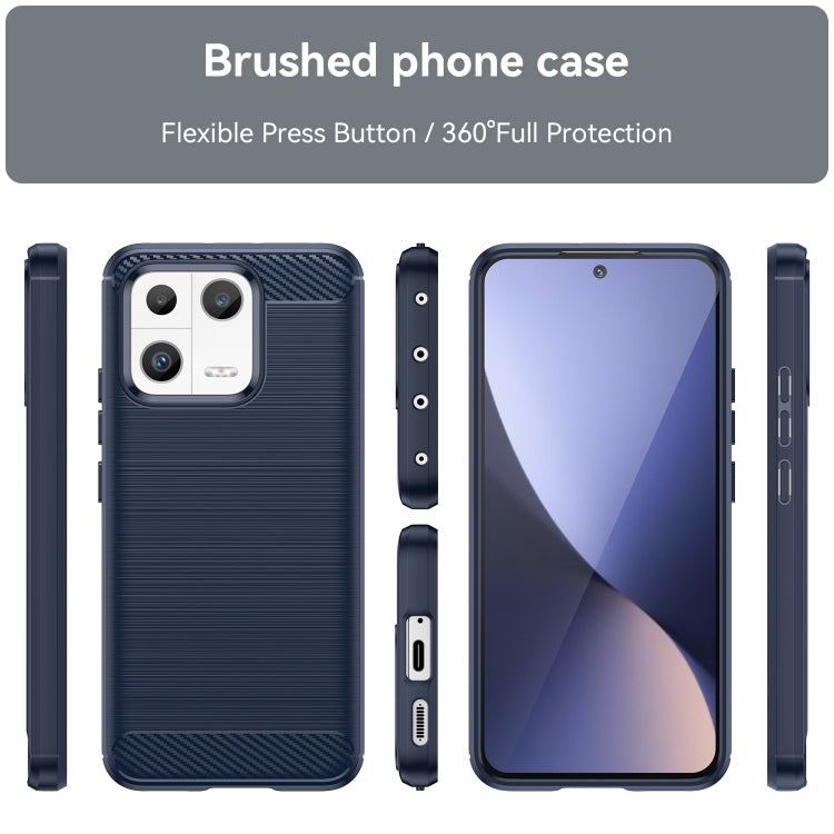 For Xiaomi 13 Brushed Texture Carbon Fiber TPU Phone Case(Blue)