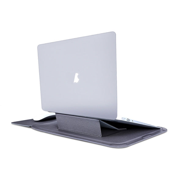 For MacBook 12 / 14 inch PU Leather 4 in 1 Laptop Bag with Functional Bracket(Black)