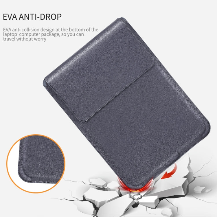 For MacBook 12 / 14 inch PU Leather 4 in 1 Laptop Bag with Functional Bracket(Dark Blue)