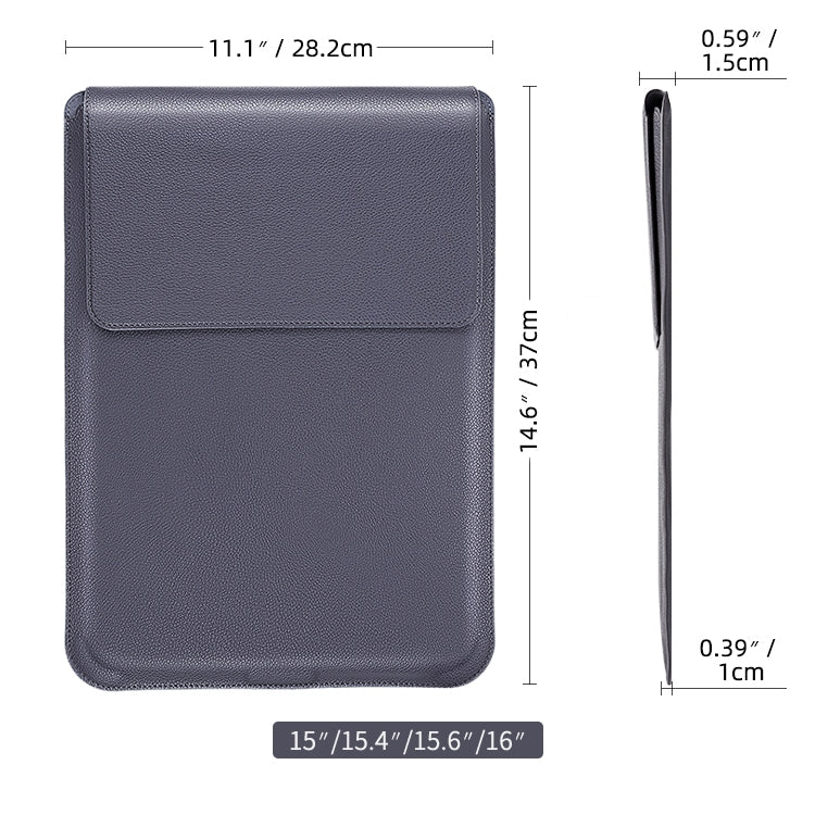 For MacBook 15 / 16 inch PU Leather 4 in 1 Laptop Bag with Functional Bracket(Dark Blue)