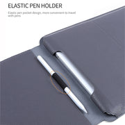 For MacBook 15 / 16 inch PU Leather 4 in 1 Laptop Bag with Functional Bracket(Dark Blue)