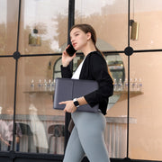 For MacBook 15 / 16 inch PU Leather 4 in 1 Laptop Bag with Functional Bracket(Dark Blue)