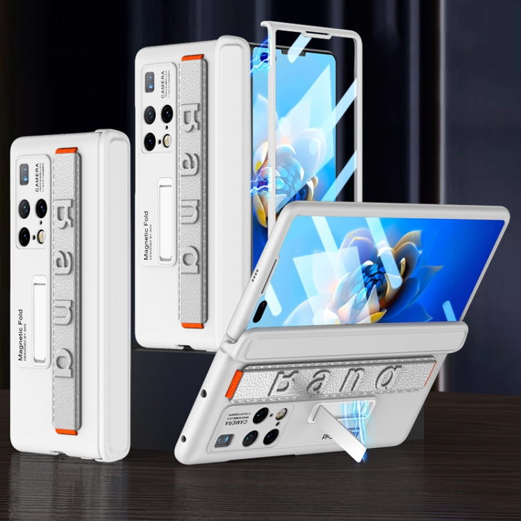 For Huawei Mate X2 GKK Magnetic Hinge Integrated Phone Case with Wrist Strap(White)