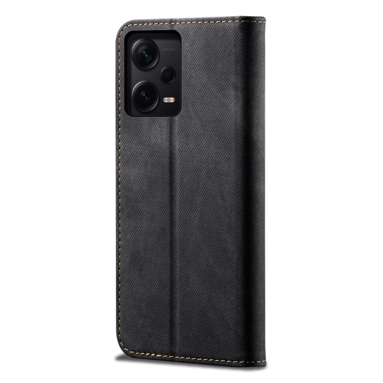 For Xiaomi Redmi Note 12 Pro+ China Denim Texture Leather Phone Case(Black)