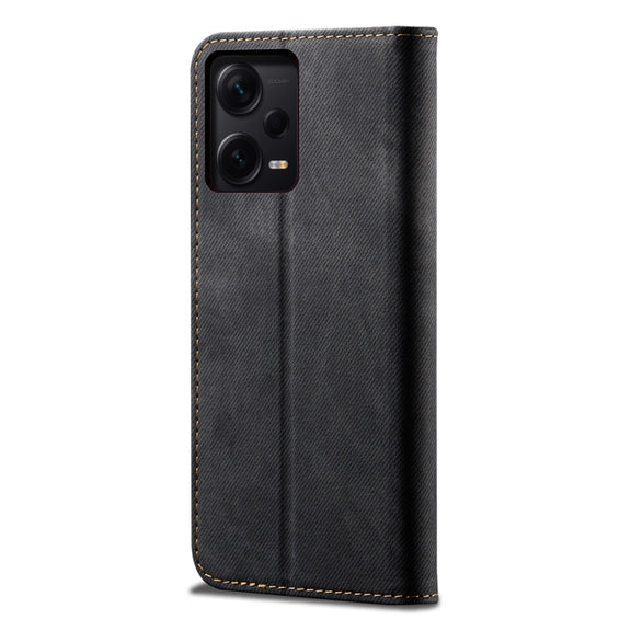 For Xiaomi Redmi Note 12 Pro+ China Denim Texture Leather Phone Case(Black)
