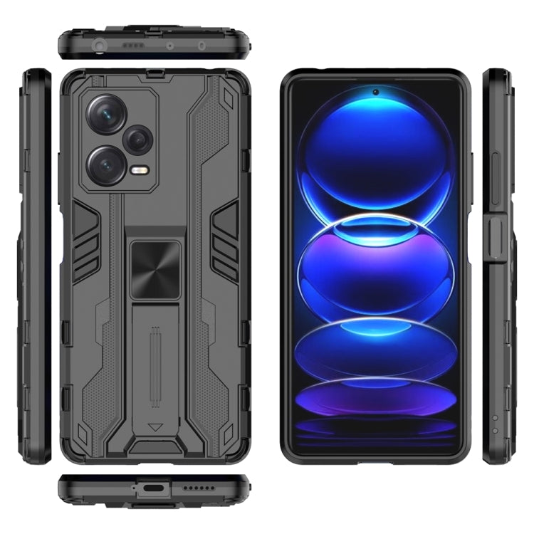 For Xiaomi Redmi Note 12 Pro+ China Supersonic PC + TPU Shock-proof Protective Case with Holder(Black)