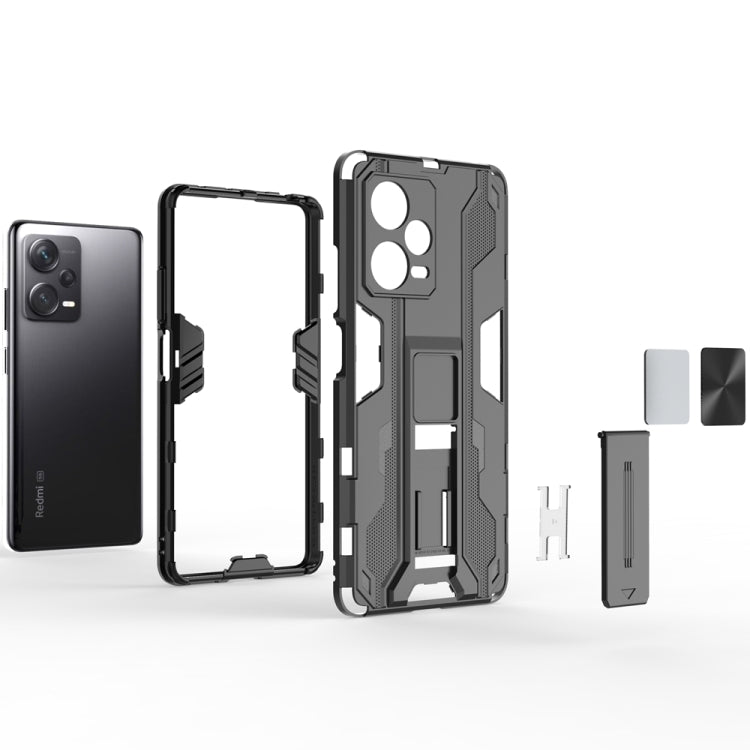 For Xiaomi Redmi Note 12 Pro+ China Supersonic PC + TPU Shock-proof Protective Case with Holder(Black)