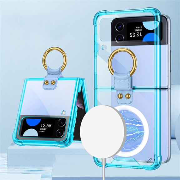 For Samsung Galaxy Z Flip4 GKK MagSafe Airbag Shockproof Phone Case with Ring Holder(Blue)