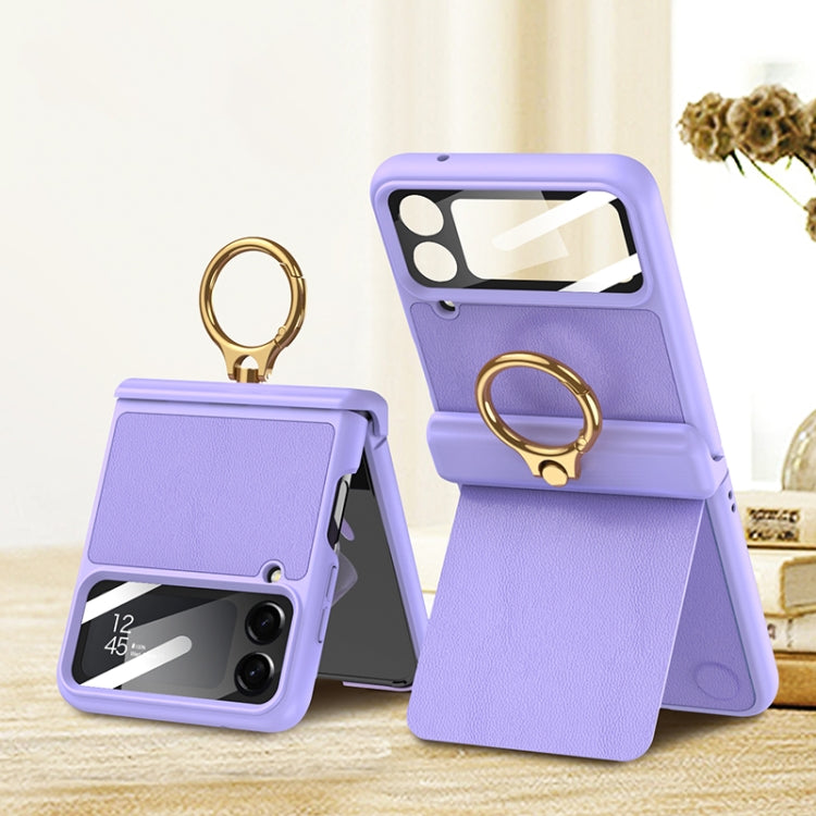 For Samsung Galaxy Z Flip4 GKK Magnetic Fold Hinge Full Coverage Phone Case with Ring Holder(Purple)