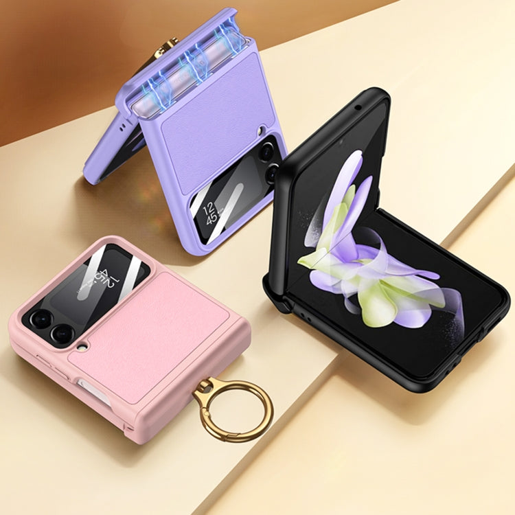 For Samsung Galaxy Z Flip4 GKK Magnetic Fold Hinge Full Coverage Phone Case with Ring Holder(Purple)