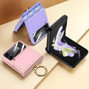 For Samsung Galaxy Z Flip4 GKK Magnetic Fold Hinge Full Coverage Phone Case with Ring Holder(Purple)