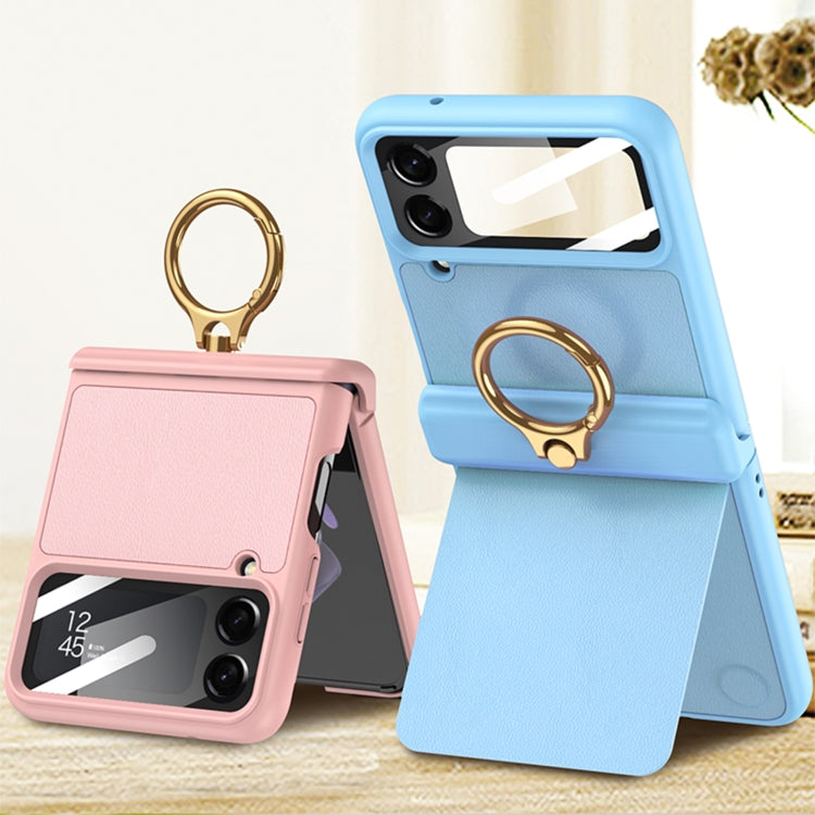 For Samsung Galaxy Z Flip4 GKK Magnetic Fold Hinge Full Coverage Phone Case with Ring Holder(Purple)