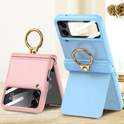 For Samsung Galaxy Z Flip4 GKK Magnetic Fold Hinge Full Coverage Phone Case with Ring Holder(Purple)