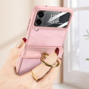 For Samsung Galaxy Z Flip4 GKK Magnetic Fold Hinge Full Coverage Phone Case with Ring Holder(Purple)