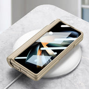 For Samsung Galaxy Z Fold4 GKK Magnetic Fold Hinge Shockproof Phone Case with Wrist Strap(Carbon Fibre)