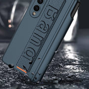 For Samsung Galaxy Z Fold4 GKK Magnetic Fold Hinge Shockproof Phone Case with Wrist Strap(Carbon Fibre)
