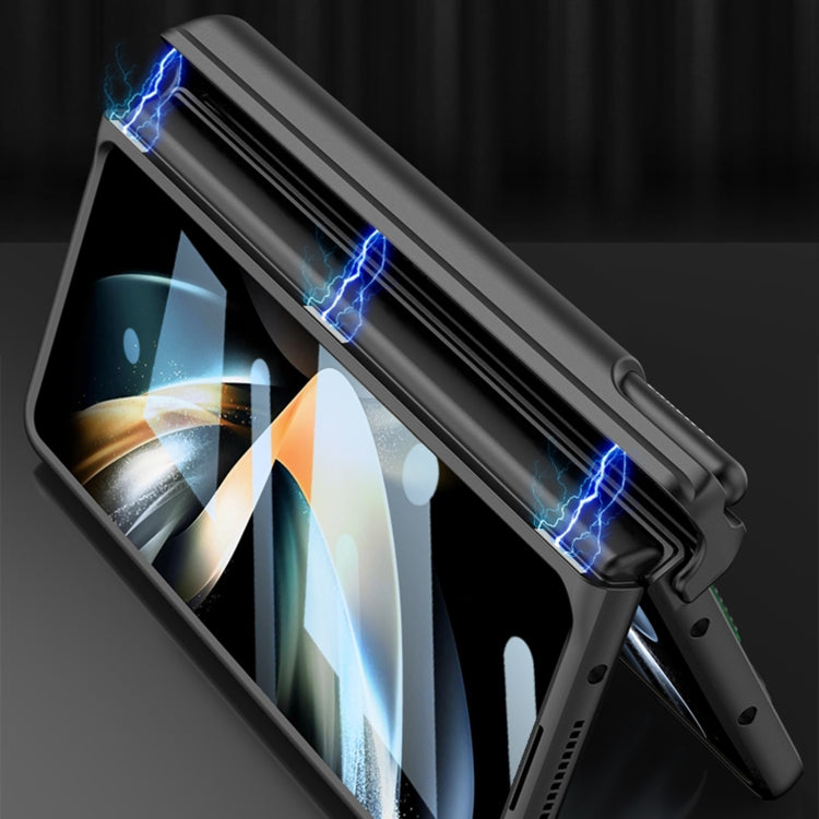 For Samsung Galaxy Z Fold4 GKK Magnetic Fold Hinge Shockproof Phone Case with Wrist Strap(Carbon Fibre)