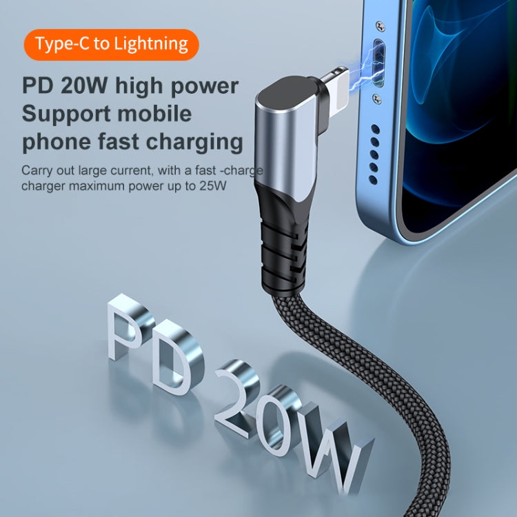 ADC-009 20W USB-C/Type-C to 8 Pin Double Elbow Data Cable, Length:0.4m