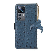 For Xiaomi 12T / 12T Pro / Redmi K50 Ultra Ostrich Pattern Genuine Leather RFID Phone Case(Blue)