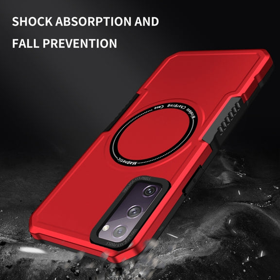 For Samsung Galaxy S20 FE MagSafe Shockproof Armor Phone Case(Red)