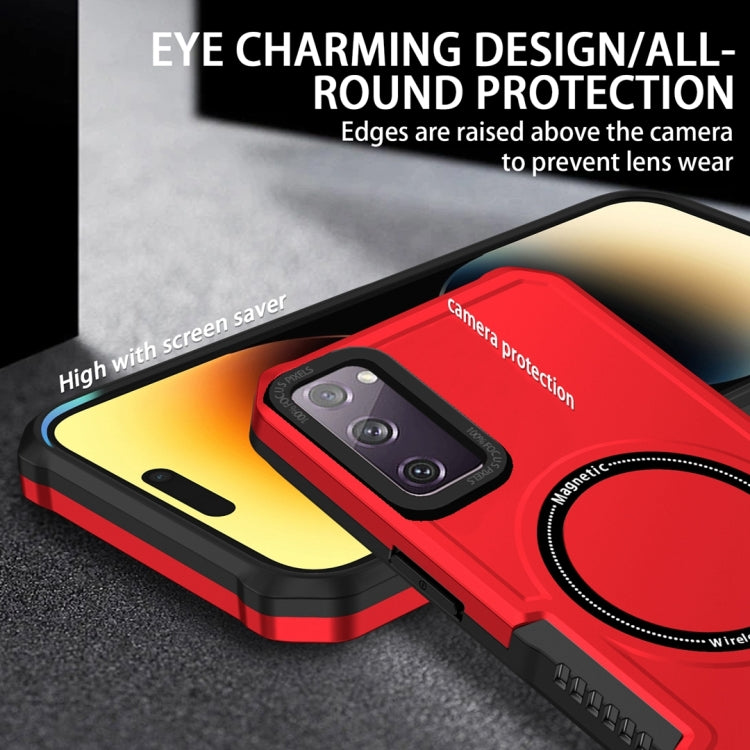 For Samsung Galaxy S20 FE MagSafe Shockproof Armor Phone Case(Red)
