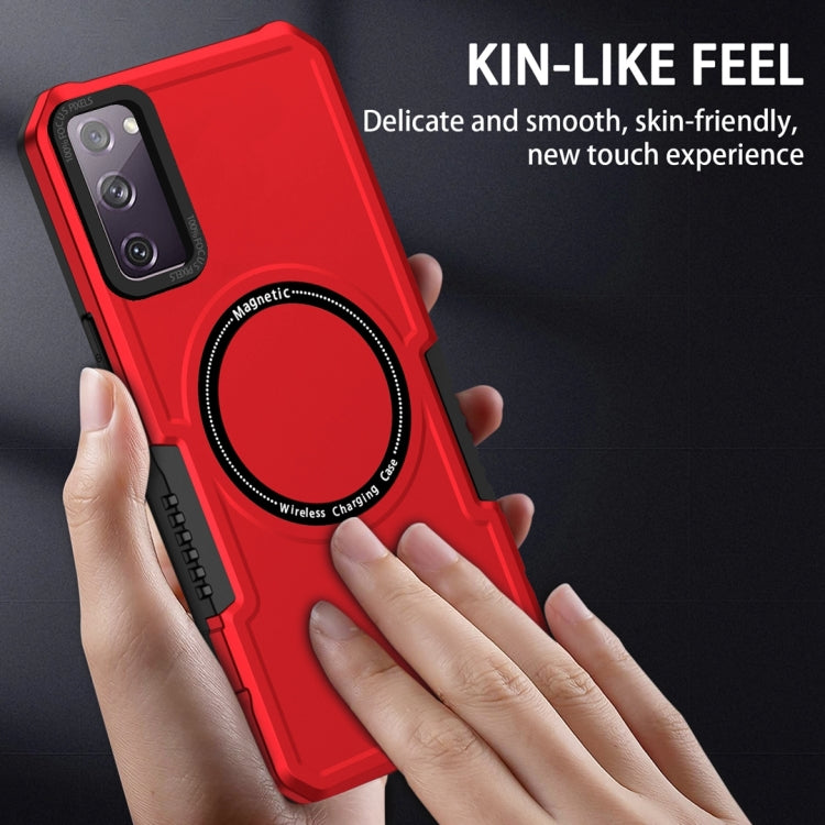 For Samsung Galaxy S20 FE MagSafe Shockproof Armor Phone Case(Red)