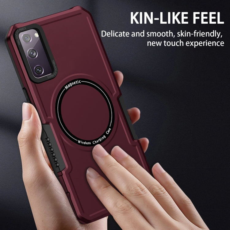 For Samsung Galaxy S20 FE MagSafe Shockproof Armor Phone Case(Wine Red)