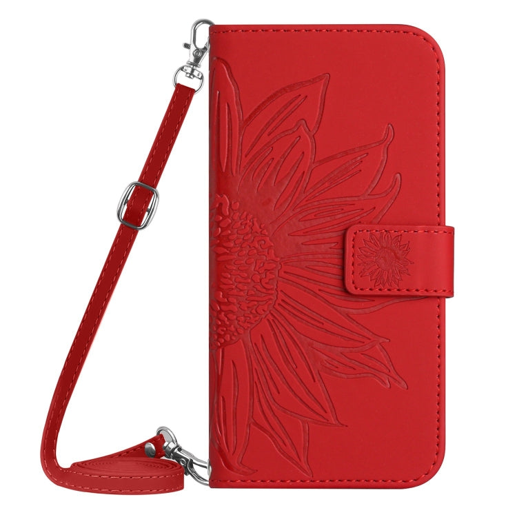 For Xiaomi Redmi Note 12 Pro+ China / Global / Note 12 Explorer Skin Feel Sun Flower Pattern Flip Leather Phone Case with Lanyard(Red)