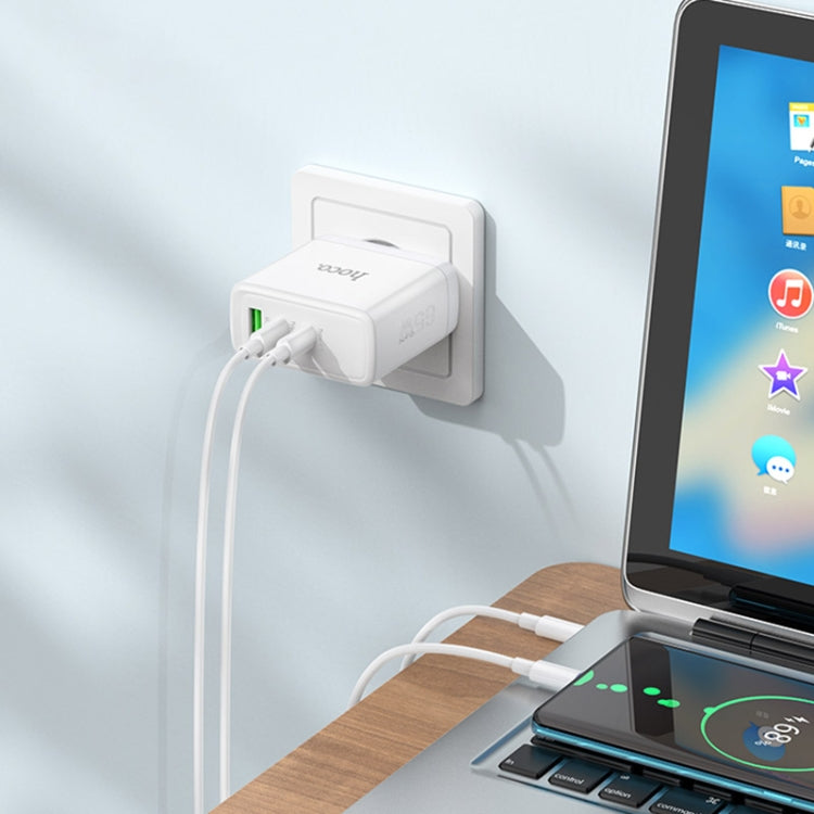 hoco N30 Glory PD 65W USB+ Dual USB-C/Type-C Interface Fast Charge Charger, EU Plug(White)