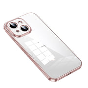 For iPhone 14 Plus SULADA Shine Through Series Plating TPU Transparent Phone Protective Case(Pink)