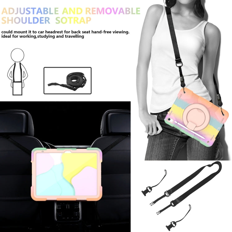 For iPad 2025 / 2022 360 Rotation PC+Silicone Tablet Case(Colorful Rose Gold)