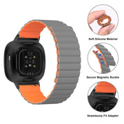 For Fitbit Versa 3 / Sense Universal Magnetic Silicone Watch Band(Grey Orange)