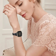 For Fitbit Versa 4 / Sense 2 Universal Rhombus Resin Watch Band(Black)