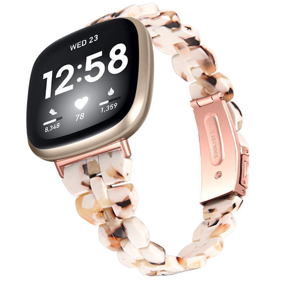 For Fitbit Versa 4 / Sense 2 Universal Rhombus Resin Watch Band(Nougat)