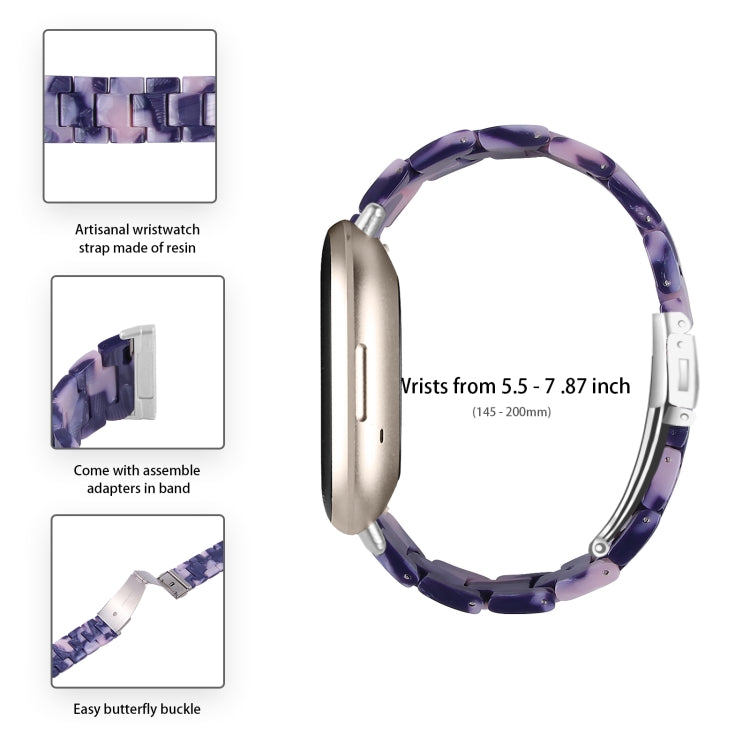 For Fitbit Versa 4 / Sense 2 Universal Resin Watch Band(Dark Black Pink)
