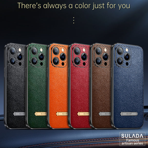 For iPhone 14 Plus SULADA Invisible Bracket Leather Back Cover Phone Case(Dark Green)