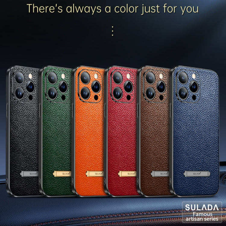 For iPhone 13 Pro SULADA Invisible Bracket Leather Back Cover Phone Case(Red)