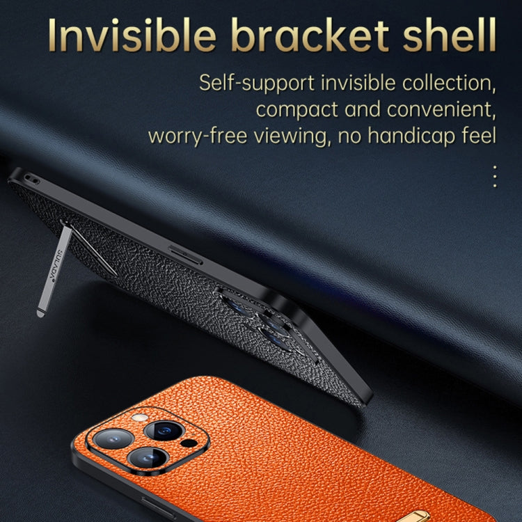 For iPhone 13 Pro SULADA Invisible Bracket Leather Back Cover Phone Case(Red)