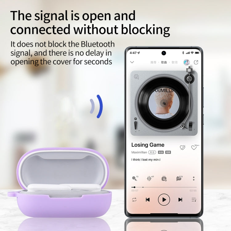 For Huawei FreeBuds SE Pure Color Bluetooth Earphone Silicone Case with Hook(White)