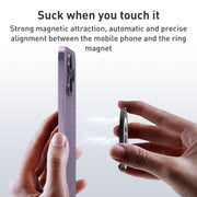 Car Magnetic Dual Axis Ring Phone Holder(Bright Black)