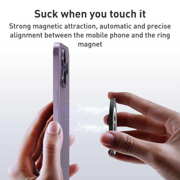 Car Magnetic Dual Axis Ring Phone Holder(Bright Black)